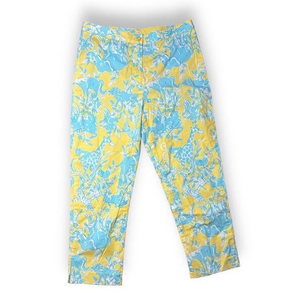 Lilly Pulitzer White Tag Vintage Capri Animal Safari Pants - Picture 1 of 5